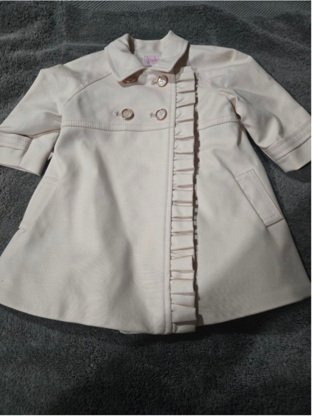 Baby Baker by Ted Baker Pea Coat 3-6 Months Beige with Floral Lining